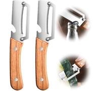 Multifunctional Vegetable Peeler for Kitchen, 2-in-1 Stainless Steel Sharp Fruit & Veggie Peeler with Bottle Opener, Paring Knife with Wooden Ergonomic Handle, Kitchen Tool for Apple Potato Pumpkin