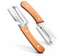 Multifunctional Vegetable Peeler, Heavy Duty Stainless Steel Blade Potato Peeler with Wooden Handle, Food Peeler for Cucumber Fruit & Veg, 3-in-1 Kitchen Tool with Bottle Opener (2Pcs)