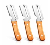 Multifunctional Vegetable Peeler, Heavy Duty Stainless Steel Blade Potato Peeler with Wooden Handle, Food Peeler for Cucumber Fruit & Veg, 3-in-1 Kitchen Tool with Bottle Opener (3Pcs)