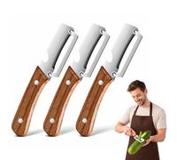 Multifunctional Vegetable Peeler, Stainless Steel Vegetable Peeler for Kitchen with Wooden Handle & Bottle Opener, Heavy Duty Fruit Apple Potato Peeler, Ergonomic Grip (3PCS)