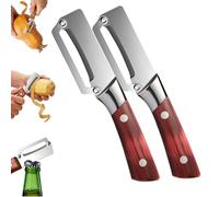 Multifunctional Vegetable Peeler, Zero Snag Wooden Peeler for Fruit Apple Potato Pumpkin Papaya (Red Handle,2Pcs)