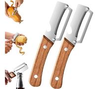 Multifunctional Vegetable Peeler, Zero Snag Wooden Peeler for Fruit Apple Potato Pumpkin Papaya (Wooden Handle,2Pcs)