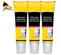 Multifunctional Waterproof White Caulk with Scraper,Stronger Adhesion Caulking Sealant for Kitchen Bathroom,Sink Caulking Sealant,White Caulking Silicone Waterproof,Quick-Drying Shrink Crack Proof (3)