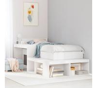 Multifunctional White Pine Solid Wood Nightstand with Desk 232x112x75 cm, L-Shaped Space Saving Storage Unit for Bedroom, Home Office, Left/Right Assembly Options, Rustic Design with 4 Compartments
