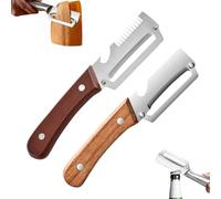 Multifunktions-Gemüseschäler für die Küche, mit ultrascharfer Edelstahlklinge und ergonomischem Holzgriff, Breite Klinge müheloses Schälen von Kartoffeln, Äpfeln, Karotten, Öffnen von Weinflaschen