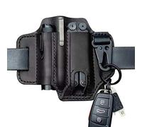 Multiherramienta EDC Funda de Cuero, Funda de cuero para Leatherman Multitool Funda EDC Organizador de bolsillo con soporte para llave para cinturón y linterna Funda Multitool Bolsa, Negro