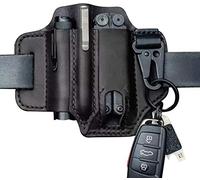 Multiherramienta EDC Funda de Cuero, Funda de cuero para Multitool Funda EDC Organizador de bolsillo con soporte para llave para cinturón y linterna Funda Multitool Bolsa, Marrón Oscuro (Type B)