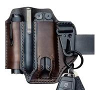 Multiherramienta EDC Funda de Cuero, Funda de Cuero para Multitool Funda EDC Organizador de Bolsillo con Soporte para Llave para cinturón y Linterna Funda Multitool Bolsa, Marrón Oscuro (Marrón)