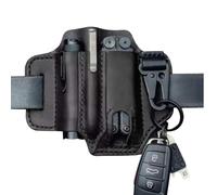 Multiherramienta EDC Funda de Cuero, Funda de Cuero para Multitool Funda EDC Organizador de Bolsillo con Soporte para Llave para cinturón y Linterna Funda Multitool Bolsa, Marrón Oscuro (Negro)