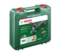 Bosch AdvancedMulti 18 - Multiherramienta a batería con maletín (1 batería 18V, cargador, plato lijador delta, set de hojas de lija, 2x hojas de sierra, empuñadura adicional, Sistema 18 V, 2,5 Ah)