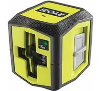 RYOBI - Nivel Láser Verde de 2 líneas en Cruz - Alcance hasta 15 Metros - Tiempo de Nivelación 5 segundos - Compacto y Preciso - 2 Pilas AA, Rosca para Trípode y Pinza de Montaje Incluídas - RBCLLG1