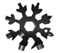 Multiherramienta profesional 18 en 1 con diseño de copos de nieve, de acero inoxidable, herramienta multifunción como gadget llavero para hombres y artesanos, regalo al aire libre y camping (negro)