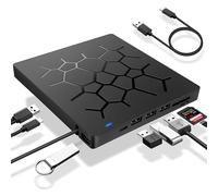 Multimedia Maestro, unidad externa portátil de CD/DVD con USB 3.0 y lector de tarjetas, unidad óptica de transferencia de datos de alta velocidad