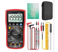 Multímetro 19999 cuenta Autorange NCV Detector LCD retroiluminado fusible de sobrecarga para pruebas eléctricas industriales domésticas (rojo)