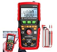 Multímetro digital - Comprobador de batería de 4000 cuentas, probador de voltaje | Instrumento de medición electrónico de voltios Amperímetro AC/DC con transmisión de voz automática, medición