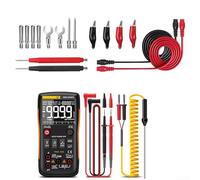 Multímetro digital con 9999 cuentas para lecturas precisas de voltaje, corriente y resistencia, detección real de RMS y NCV con opciones de rango automático y manual (B)