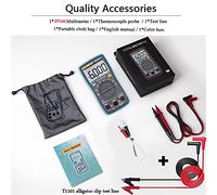 Multímetro digital, Multímetro digital 8000 High Precision True RMS RANGO AUTOMÁTICO AMMETER VOLTÍMER SMART Capacitor Temperatura NCV OHM HEA TESTER(ZT102 With T1101)
