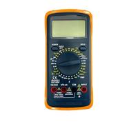 Multímetro digital que mide frecuencia, voltaje y corriente. Ideal para pruebas eléctricas y mantenimiento. Herramienta esencial para técnicos y aficionados.