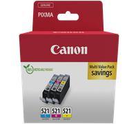 Multipack de cartuchos de tinta de color Canon CLI-521 C/M/Y