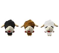 Multipet Knobby Noggins - Juguetes para perros con chuleta de cordero | Juguete para mascotas | Juguete chirriante para perros | 5 pulgadas | Producto oficial | Paquete de 3 (negro + marrón + blanco)