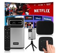 Multipic 8.1 - Proyector Portátil 4K con Auto Focus, Corrección Keystone, Android 9.0, Wi-Fi y Bluetooth, Batería Integrada, hasta 200", Ideal para Cine en Casa y Exterior