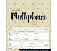 Multiplaner - Time for glamour 2027: Typo-Art Familienplaner, 7 breite Spalten. Schöner Familienkalender mit Ferienterminen, extra Spalte, Vorschau für 2027 und Herz-Datumsschieber. Format: 40x46 cm