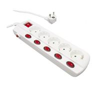 Múltiple de 5 enchufes con Interruptor Independiente para un Control Individual de Cada Toma, permitiendo gestionar la energía de Tus Dispositivos de Manera eficiente y Segura.