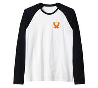 Múltiple Esclerosis Concientización MS Naranja Cinta Corazón Bolsillo Camiseta Manga Raglan