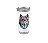 Multiple Exposure Art Lobo Lobos Vaso térmico de acero inoxidable de doble pared