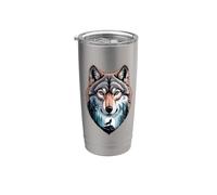 Multiple Exposure Art Lobo Lobos Vaso térmico de acero inoxidable de doble pared