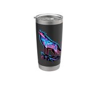 Multiple Exposure Art Lobo Lobos Vaso térmico de acero inoxidable de doble pared