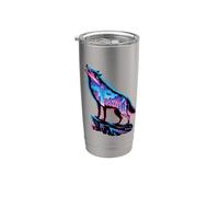 Multiple Exposure Art Lobo Lobos Vaso térmico de acero inoxidable de doble pared