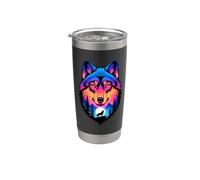 Multiple Exposure Art Lobo Lobos Vaso térmico de acero inoxidable de doble pared