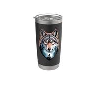 Multiple Exposure Art Lobo Lobos Vaso térmico de acero inoxidable de doble pared