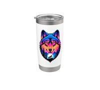 Multiple Exposure Art Lobo Lobos Vaso térmico de acero inoxidable de doble pared