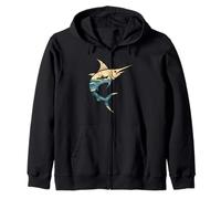 Multiple Exposure Art Pez Espada Pesca Pescador Sudadera con Capucha