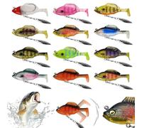 Multiple Pre-Rigged Jig Head Soft FishingLures, 6Pcs Pre-Rigged Jig Head Soft Fishing Lures, 3D Lures with Metal Propeller Spinner Blades for Freshwater Saltwater (12PCS,10g)