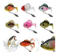 Multiple Pre-Rigged Jig Head Soft FishingLures, 6Pcs Pre-Rigged Jig Head Soft Fishing Lures, 3D Lures with Metal Propeller Spinner Blades for Freshwater Saltwater (6pcs-A,12g)