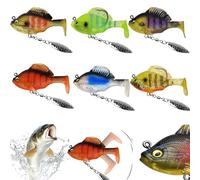 Multiple Pre-Rigged Jig Head Soft FishingLures, 6Pcs Pre-Rigged Jig Head Soft Fishing Lures, 3D Lures with Metal Propeller Spinner Blades for Freshwater Saltwater (6pcs-B,10g)