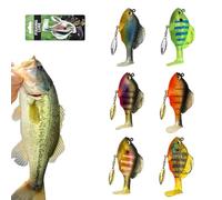 Multiple Pre-Rigged Jig Head Soft Fishinglures, Bluegill Bionic Swimming Bait, 3D Fishing Lures with Metal Propeller Spinner Blades, Vibrating Jigs Baits for Freshwater Saltwater (6*Pcs-A,18 g)