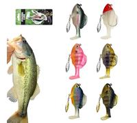 Multiple Pre-Rigged Jig Head Soft Fishinglures, Bluegill Bionic Swimming Bait, 3D Fishing Lures with Metal Propeller Spinner Blades, Vibrating Jigs Baits for Freshwater Saltwater (6*Pcs-B,24 g)