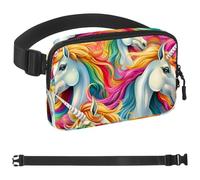 Multiple Rainbow Unicorns-143 - Riñonera para hombres y mujeres, riñonera con correa ajustable, bolsa cruzada de moda para viajes, al aire libre, correr, senderismo, multicolor, multicolor,