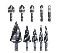 Múltiples funciones de 10 divisiones, ejercicios estrechos de acero rápido y herramientas de chaflán para una mejor perforación y terminación de bordes en varios ajustes, programación previa