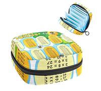 Multiplication Tables Bee Period Pouch portátil, Tampón Bolsa de almacenamiento para servilletas sanitarias, Varios colores, 4.7x6.6x6.6 in/12x17x17 cm