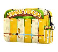 Multiplication Tables - Bolsa de cosméticos de jirafa para mujer, neceser de viaje, bolsa organizadora de maquillaje grande con cremallera, multicolor, 18.5x7.5x13cm/7.3x3x5.1in, Neceser