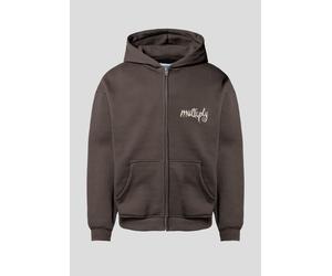 Multiply Apparel Sudadera con cremallera 'Law Of Nature' beige / marrón oscuro L beige / marrón oscuro