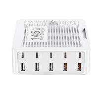 Multiport USB Charging Station, Headphones Charging Hub, PD Qc3.0 145w Smart Portable 10-Port Charger, Efficient Power Solution for Home, Laptop, Phone, Watch, Tablet, and Multiple