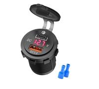 MultiPorts - Adaptador de carga rápida de coche para motocicleta automotriz con visualización de voltajes, ajuste universal para cargador rápido de motocicleta