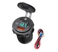 MultiPorts - Adaptador de carga rápida de coche para motocicleta automotriz con visualización de voltajes, ajuste universal para cargador rápido de motocicleta