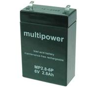 Multipower - Batería de Plomo 6 V 2.8 Ah mp2,8 - 6P a96241 Vellón de Plomo (AGM) (B X H X T) 66 x 104 x 33 mm Plano 4.8 mm Mantenimiento (a96241)